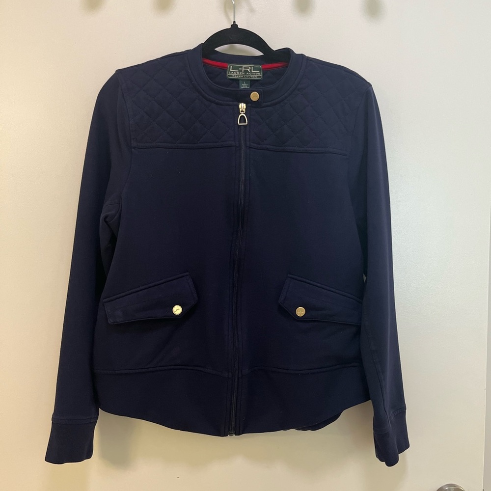 ✨ Lauren Ralph Lauren Active Navy Quilted Zip Jacket - Gold Hardware - Large